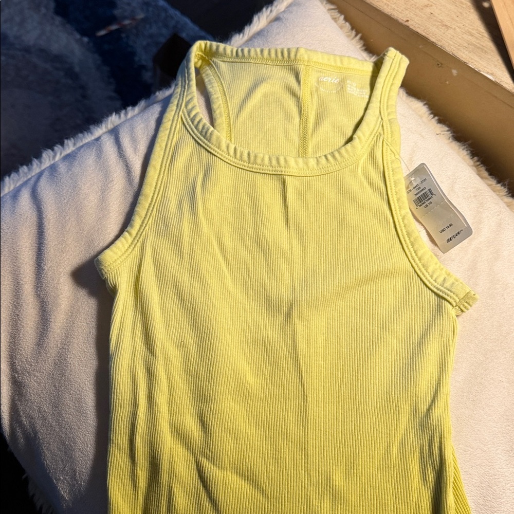 NEW!! Aerie Yellow Ribbed Women's Tank Top Size XS